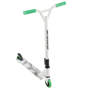 Stunt Scooter Futuristic in Weiss Grün Trick Roller mit 360° Lenkung