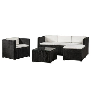 4-teilig Polyrattan Lounge Sitzgarnitur Punta Cana L schwarz