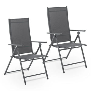 Gartenstuhl Calena 2er Set - 7-Fach verstellbare Rückenlehne - Anthrazit