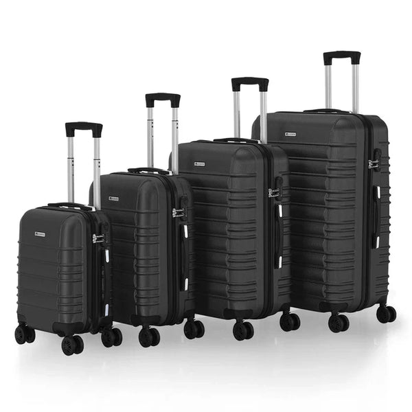 Hartschalen Kofferset Rom - Schwarz 4-teiliges Set mit schlagfester ABS-Hartschale und 360° Rollen