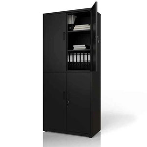 Aktenschrank Büroschrank aus Metall Schwarz
