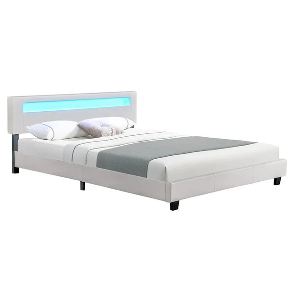 LED Polsterbett Paris 180x200 cm mit Lattenrost Weiss