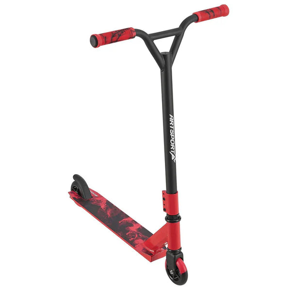 Stunt Scooter Red Smoke in Rot Schwarz Trick Roller mit 360° Lenkung