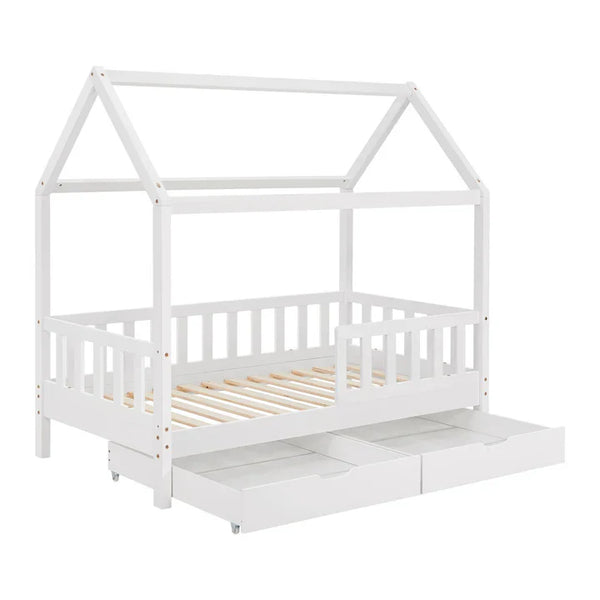 Kinderbett Marli 80 x 160 cm mit Bettkasten und Lattenrost Weiss