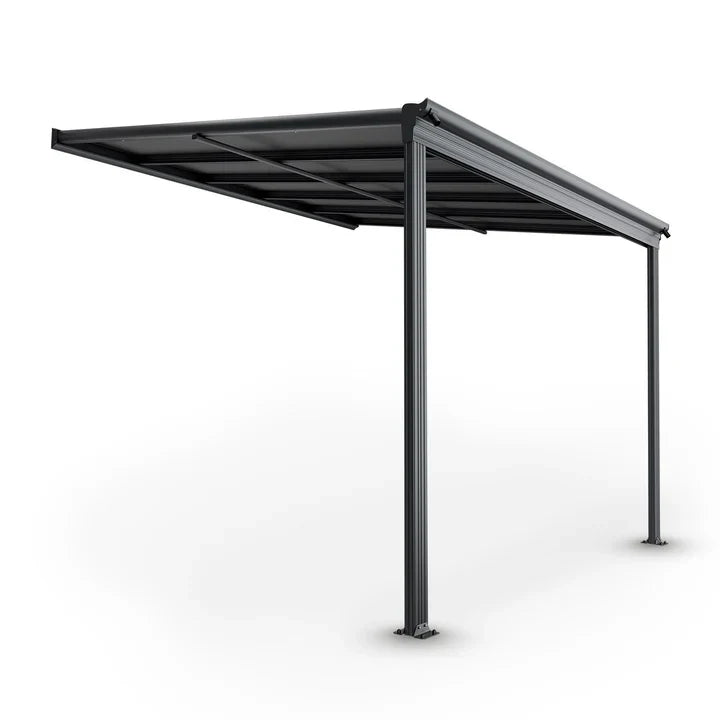 Aluminium Terrassendach Borneo 3x3m mit Doppelsteg-Platten in dunkelgrau