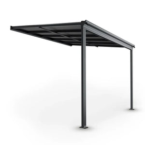 Aluminium Terrassendach Borneo 3x3m mit Doppelsteg-Platten in dunkelgrau