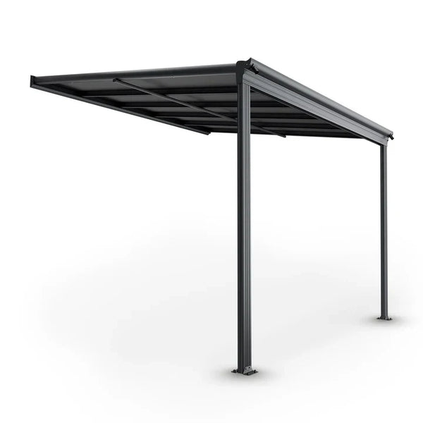 Aluminium Terrassendach Borneo 3x3m mit Doppelsteg-Platten in dunkelgrau