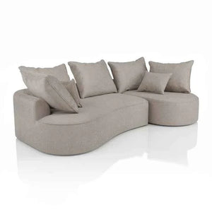 Sofa Tirano mit Ottomane & Dekokissen aus Samt Beige