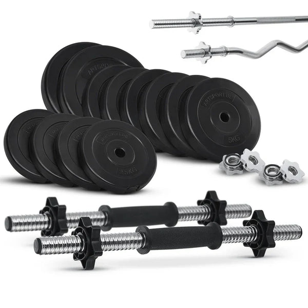 3in1 Hantelset 60kg Kurz-, Lang- und Curlhantel