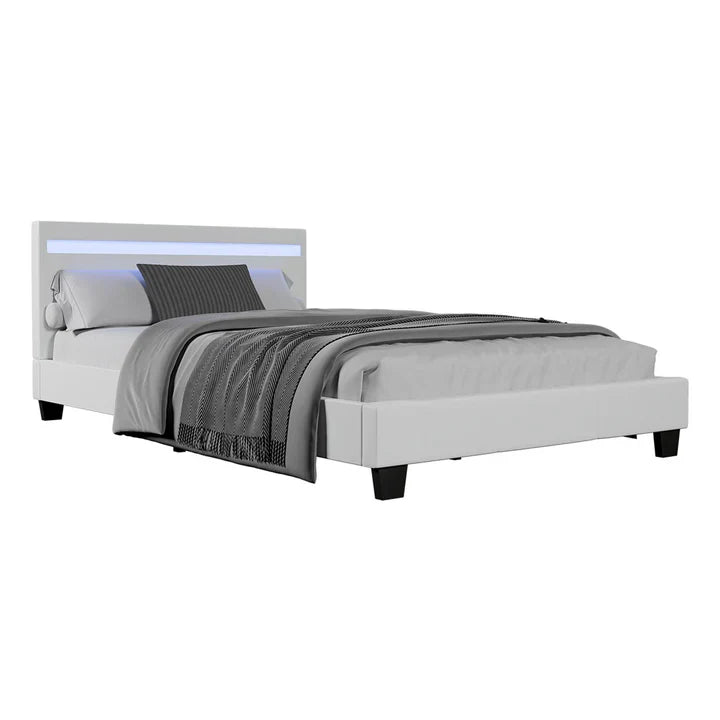 Polsterbett Verona 120 x 200 cm mit LED Beleuchtung in weiss