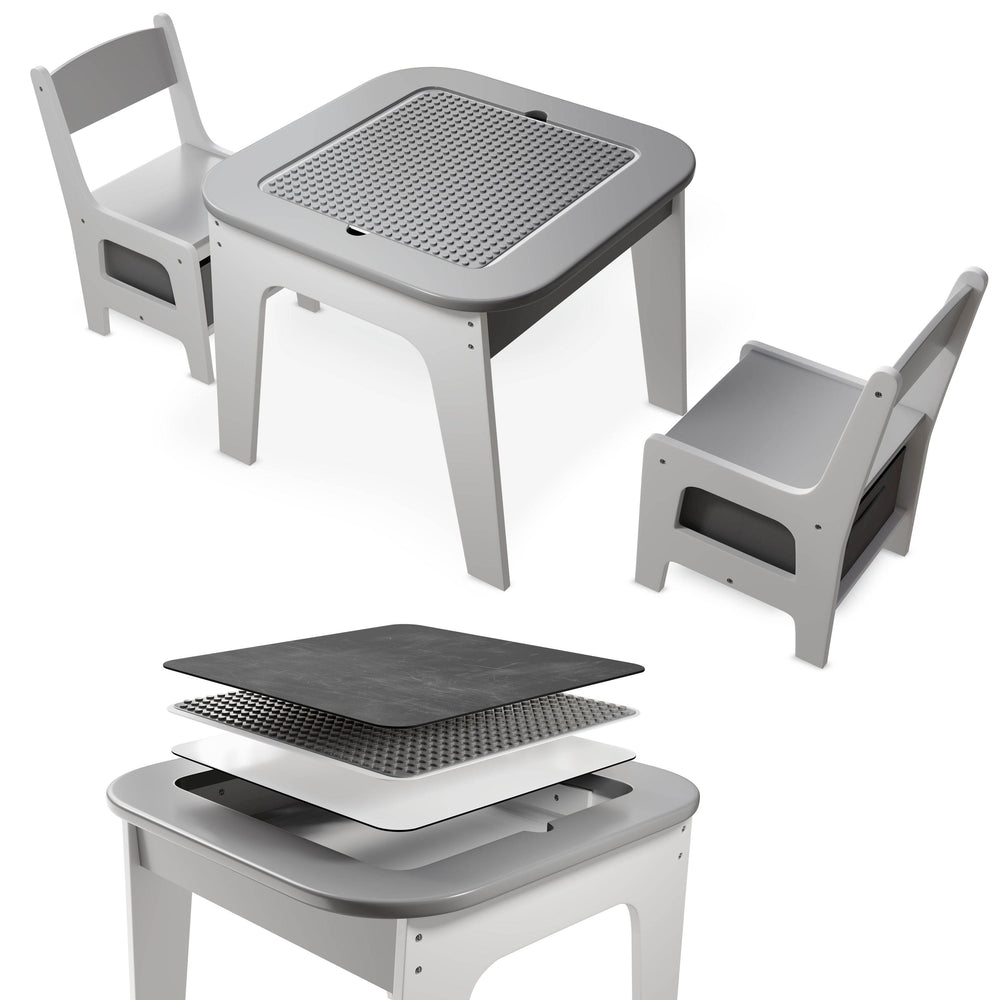 Kindersitzgruppe Milou mit 2 Stühlen & 1 Tisch - Grau
