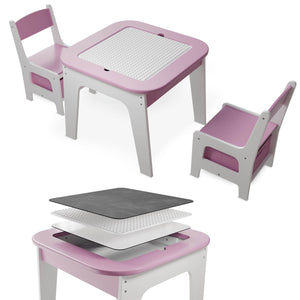 Kindersitzgruppe Milou mit 2 Stühlen & 1 Tisch - Rosa