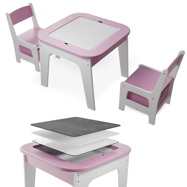 Kindersitzgruppe Milou mit 2 Stühlen & 1 Tisch - Rosa