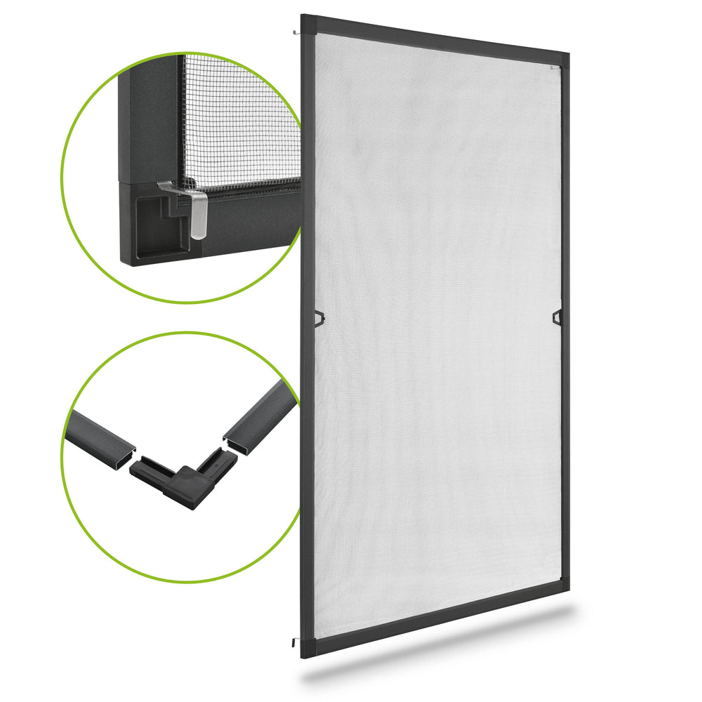 Fliegengitter 130x150 cm für Fenster Grau