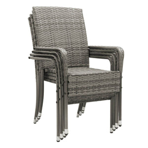 Polyrattan Gartenstühle Yoro 4er Set Grau