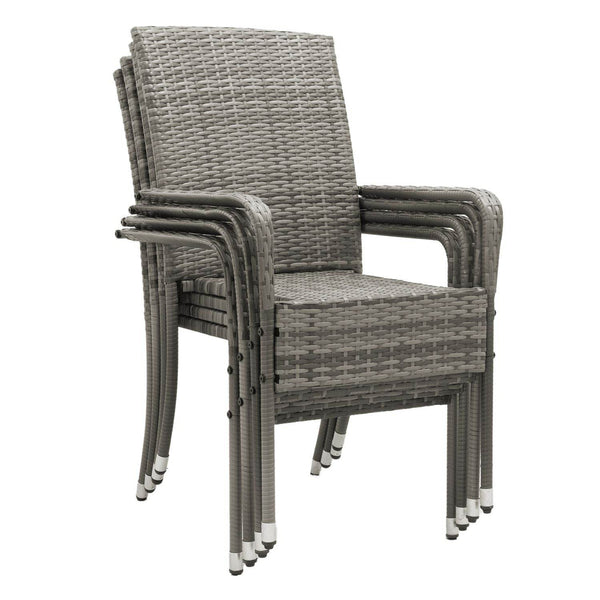 Polyrattan Gartenstühle Yoro 4er Set Grau