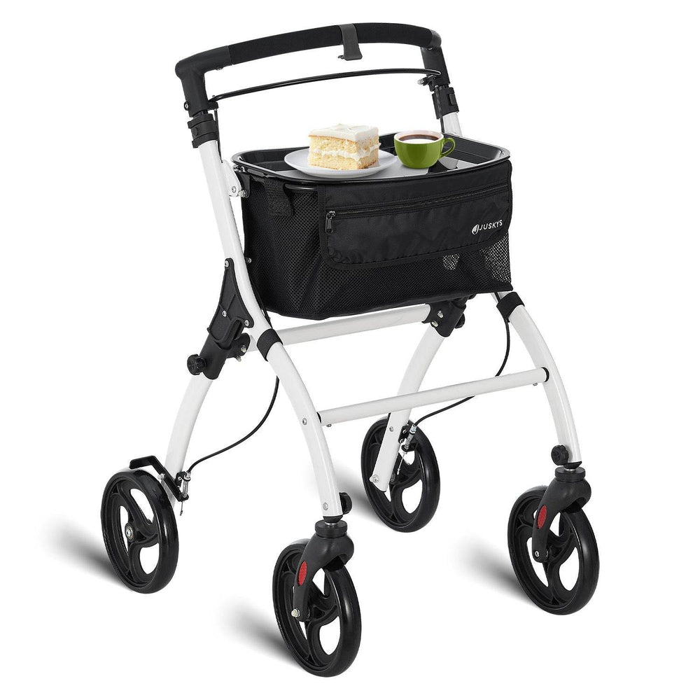 Aluminium Wohnungsrollator Aktiv - Weiss Schwarz