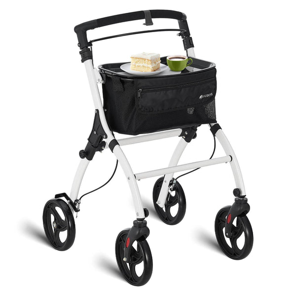 Aluminium Wohnungsrollator Aktiv - Weiss Schwarz
