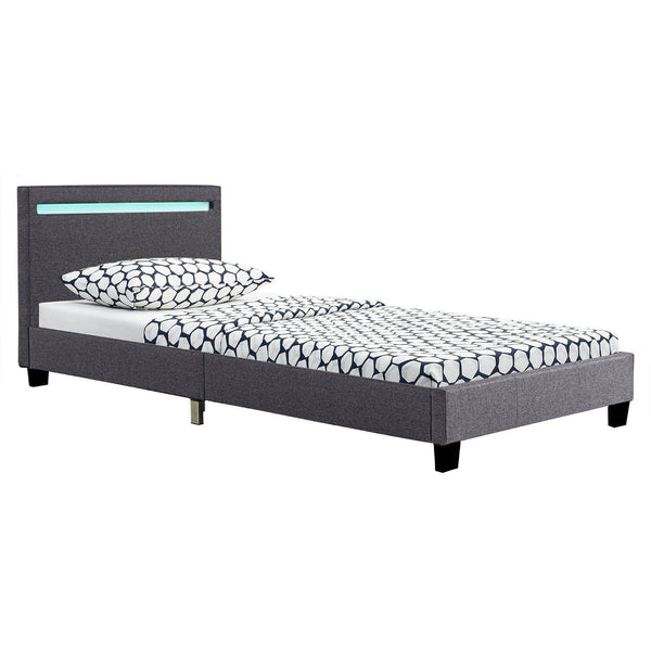 LED Polsterbett Verona 90x200 cm grau