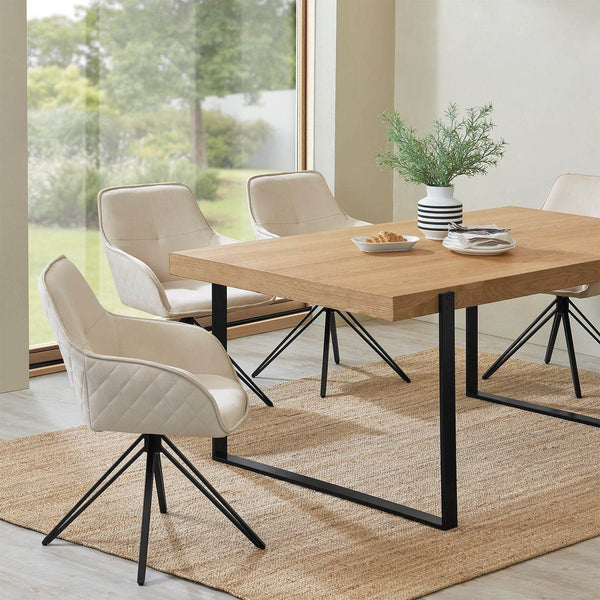 Esszimmerstuhl Drehstuhl Clyde mit Armlehne Samt Beige