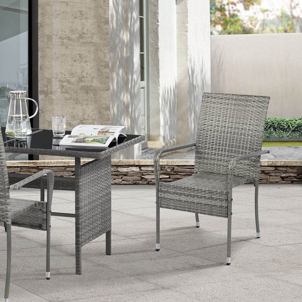 Polyrattan Gartenstühle Yoro 4er Set Grau