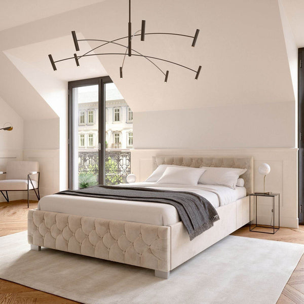 LED Polsterbett Nizza 180x200 cm Bettkasten Beige