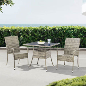 Eckiger Polyrattan Gartentisch Yoro 80x80 cm Grau