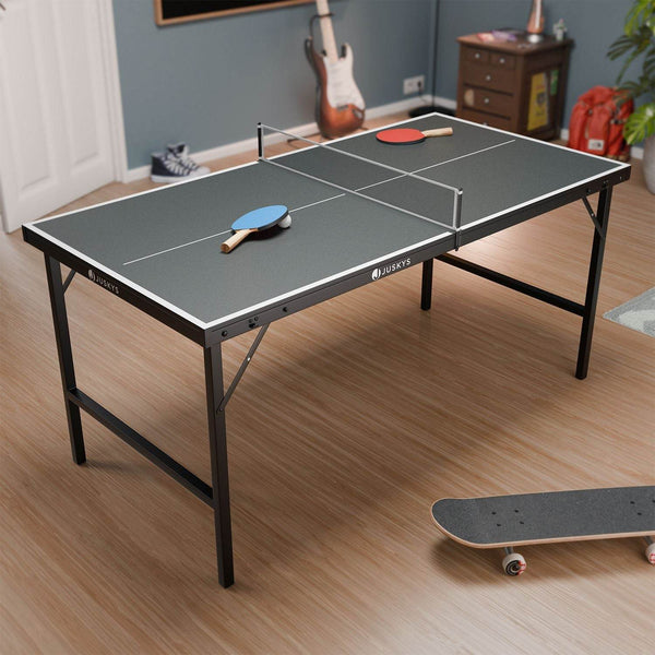 Mini Tischtennisplatte Flexi mit Zubehör - Schwarz, Silber