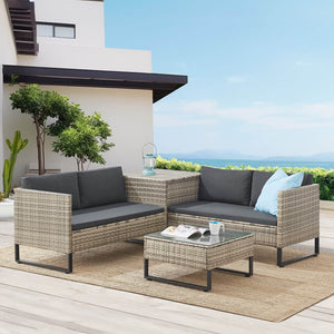 Modulare Polyrattan Lounge Santorini Grau-meliert