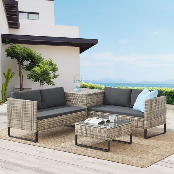Modulare Polyrattan Lounge Santorini Grau-meliert