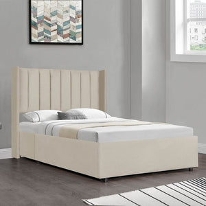 Polsterbett Savona 140x200 cm aus Samt Beige