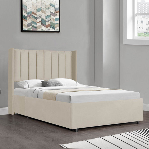 Polsterbett Savona 140x200 cm aus Samt Beige