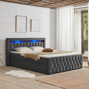 Boxspringbett Leona 180x200 cm - Grau
