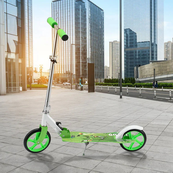 Cityroller Scooter mit XXL Rädern, Fußständer Hinterradreibungsbremse