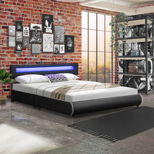 LED Polsterbett Sevilla 180x200 cm mit Lattenrost schwarz