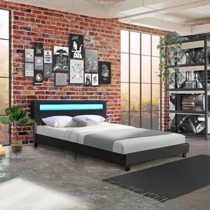LED Polsterbett Paris mit Lattenrost 160x200 cm - schwarz