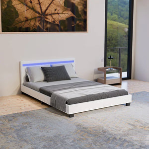 LED Polsterbett Paris 140 x 200 cm mit Lattenrost weiss