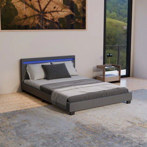 LED Polsterbett Paris 140x200 cm mit Lattenrost Dunkelgrau