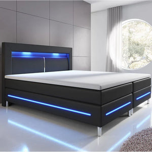 LED Boxspringbett Norfolk 140x200 schwarz