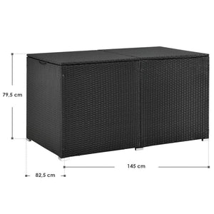 Polyrattan Auflagenbox Ikaria schwarz mit Deckel 950 Liter