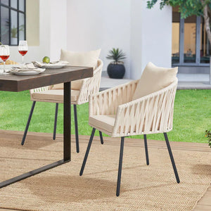 2er-Set Rope Gartenstühle Inkl. Kissen Beige