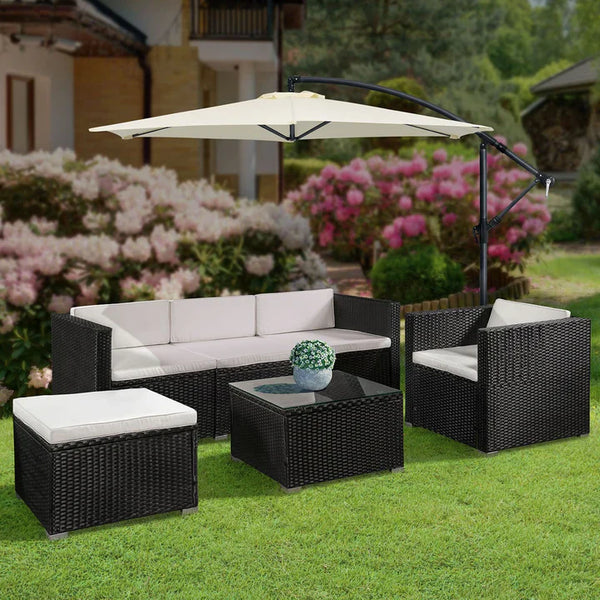 4-teilig Polyrattan Lounge Sitzgarnitur Punta Cana L schwarz