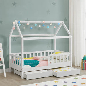 Kinderbett Marli 80 x 160 cm mit Bettkasten und Lattenrost Weiss