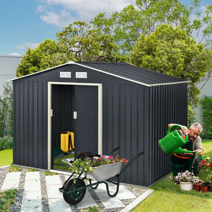 Metall Geräteschuppen Gerätehaus XL mit Satteldach in anthrazit