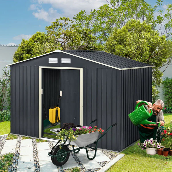 Metall Geräteschuppen Gerätehaus XL mit Satteldach in anthrazit