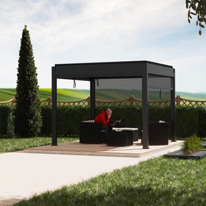 Pergola Lamellendach Tahiti 3x4 m mit verstellbaren Lamellen Anthrazit