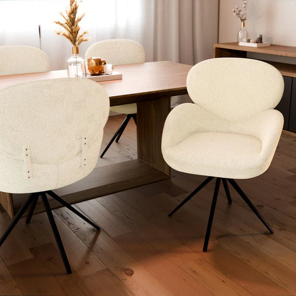 2er Esszimmerstuhl Drehstuhl Albano Creme