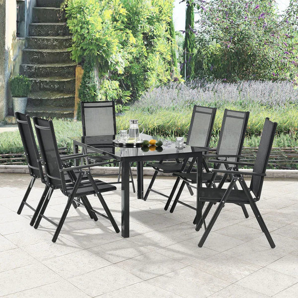Aluminium Gartengarnitur Milano 7-teilig mit Tisch und 6 Stühlen dunkelgrau