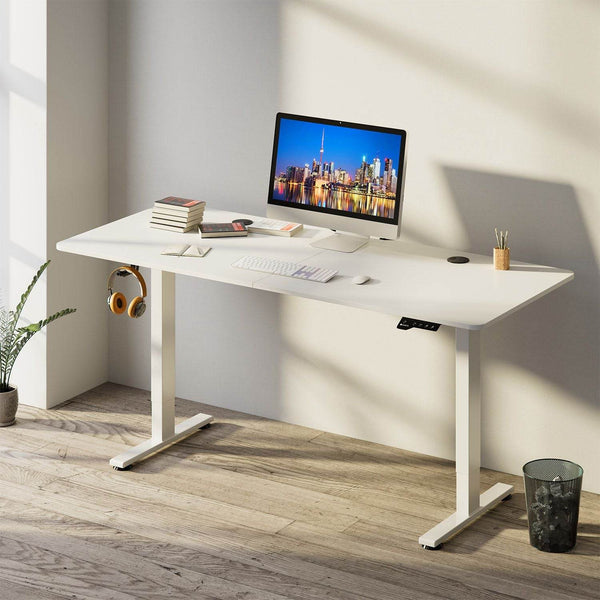 Elektrisch verstellbarer Schreibtisch 140x60 cm in Weiss