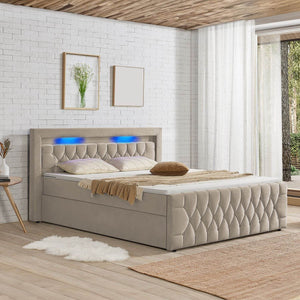 Boxspringbett Leona 140x200 cm - Beige